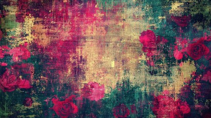 Obraz premium Vintage Grunge Abstract Background with Worn Floral Elements
