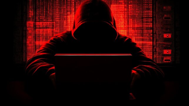 Cyber Hacker Attempting to Breach Firewall System with Security Alerts on Computer Screen