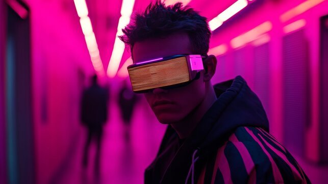 Cybersecurity Breach: Hacker in Augmented Reality Glasses Bypassing Security Systems