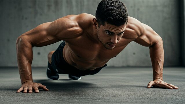 Intense push-up strength and focus - Powered by Adobe
