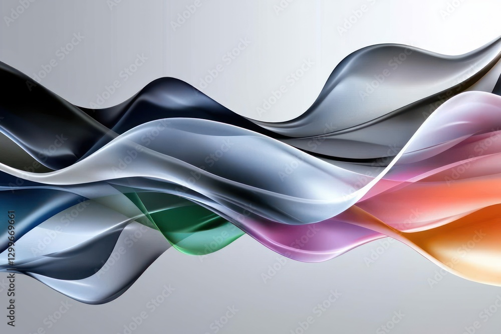 Poster swirling abstract wave design with gradient colors and soft lighting for modern backgrounds
