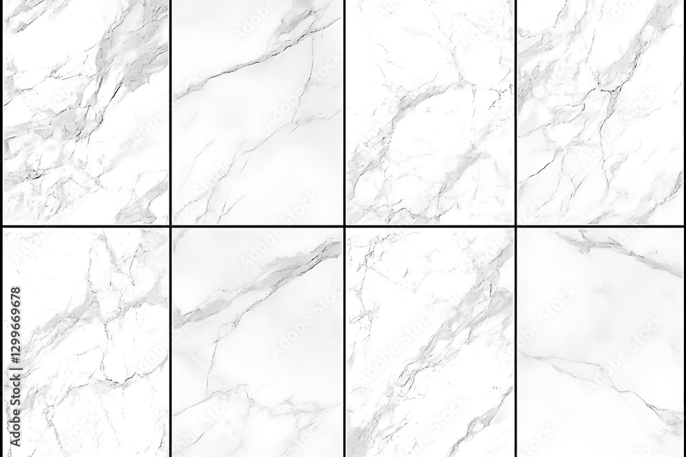 Poster elegant white marble tiles background with subtle gray veining pattern