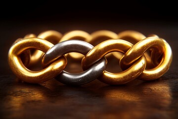 Elegant golden and silver chain, representing connection and robustness