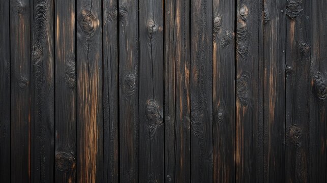 Dark Charred Wooden Planks Background Texture