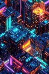 Futuristic Neon Cityscape Night