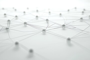 Abstract neural network connection with white nodes in elegant isometric view technological concept