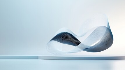 Dynamic abstract waves minimalist studio digital art contemporary environment perspective