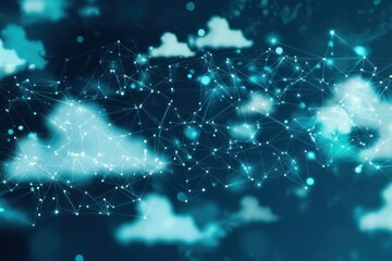 Abstract network illustration with cloud background a fusion of connectivity data communication and innovative technology concept