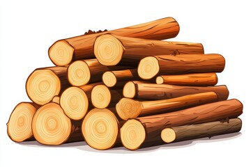 Stack of Freshly Cut Natural Wood Logs Ready for Various Uses