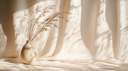 Elegant Minimalist Vase with Grass