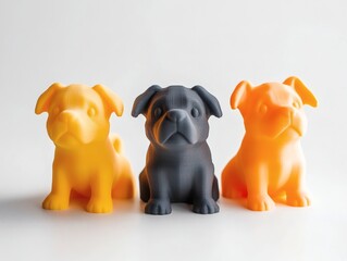 High-quality 3D printed dog toys in vibrant colors
