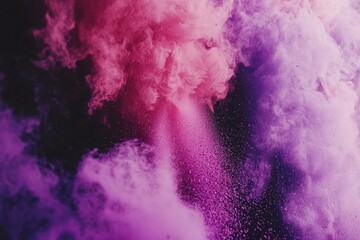 Pink purple powder explosion, dark background, abstract art, design element