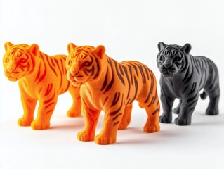 Naklejka premium 3D Printed Tiger Toys in Three Colors 