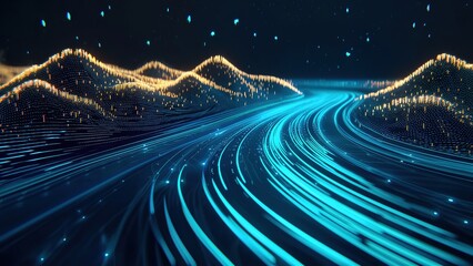 Sonic Landscape Symbiosis: Interactive Soundwave Topography and Bioluminescent Feedback System, Eco-Tech Art and Immersive Acoustic Ecology Concept