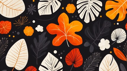 Autumn leaves design nature digital art vibrant colors close-up fall aesthetics