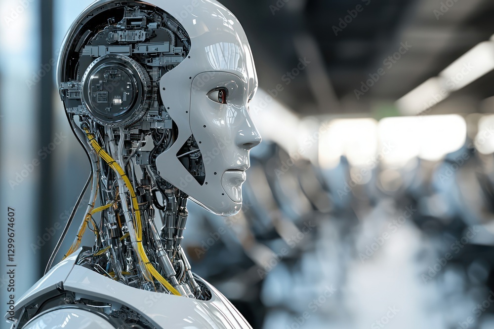 Fototapete futuristic humanoid robot artificial intelligence concept advanced robotic engineering and cyberneti