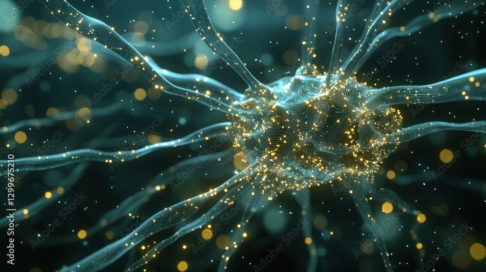 Poster Futuristic Neuron Glow Abstract Network Connection Background Visualizing Data Transfer Connections