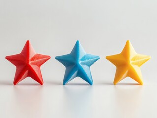 Obraz premium Professional 3D printed star toys in bright colors on a white background