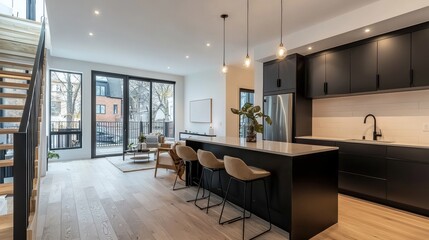 Bright and airy kitchen and dining area featuring open space and contemporary design for a welcoming home atmosphere