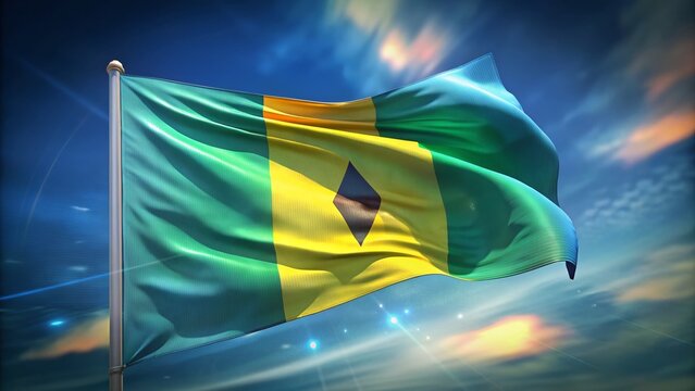 Saint Vincent and the Grenadines Flag: Vibrant 4K Long Exposure Background