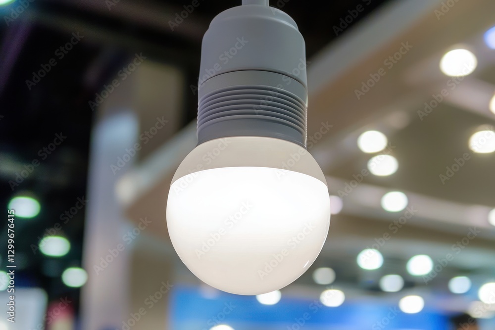 Poster energy efficient lighting solution showcasing a modern led bulb with soft bokeh background for innov