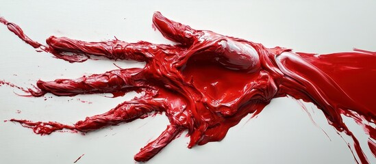 Artistic Red Paint Hand Structure