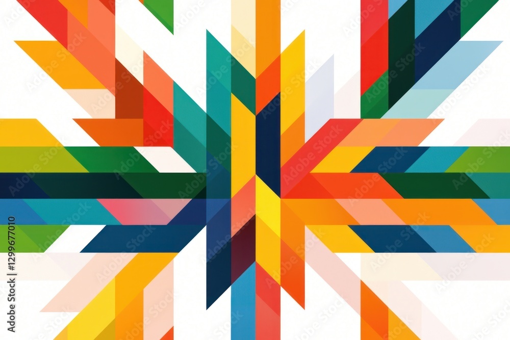 Poster dynamic mosaic of vibrant geometric shapes a harmonious blend of color and design for modern backgro