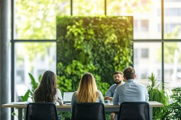 Executive Panel Discussing ESG Policies in Eco-Friendly Environment