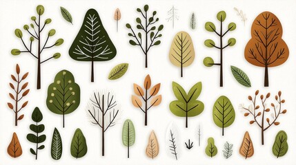 Exploring diverse tree illustrations nature art digital graphics vibrant environment