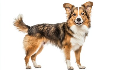 Happy Dog Standing on White Background
