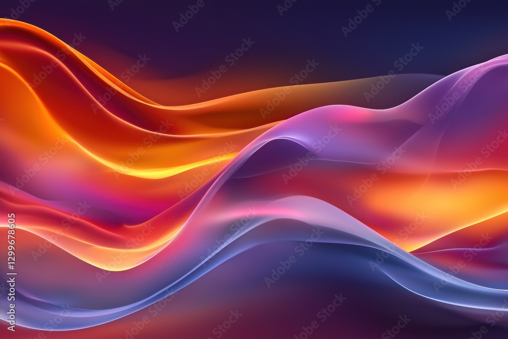 Leinwandbilder vibrant orange and purple hues creating dynamic flowing wave forms for artistic abstract background