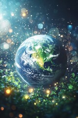 Earth Surrounded by Glowing Nature