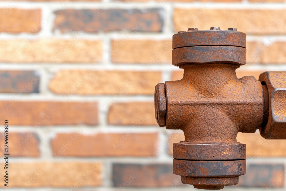 Poster rustic charm industrial pipe on textured brick wall showing age and resilience in craftsmanship
