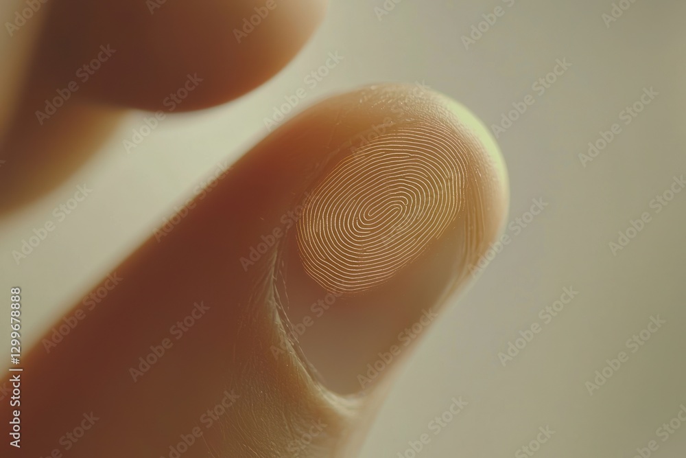 Aufkleber fingerprint macro capture showcasing unique individual identity and human identification method