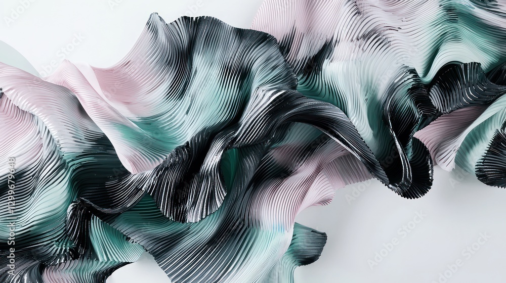 Leinwandbilder graceful arrangement of pink and green textile folds on white backdrop artistic composition elegant 