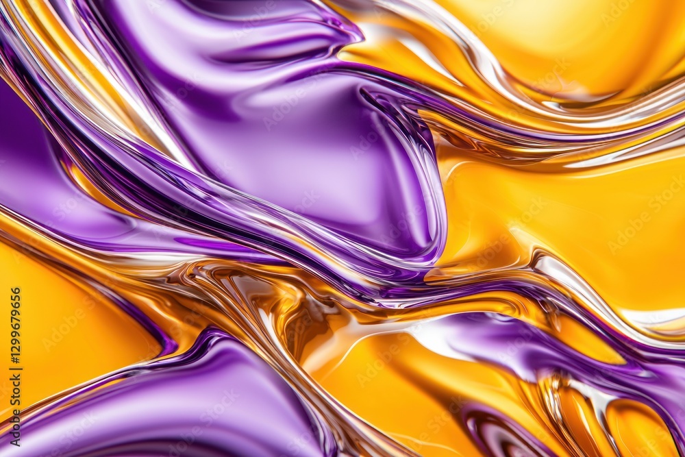 Aufkleber swirling blend of liquid golden radiance and violet dreamscape abstract smooth texture backdrop art