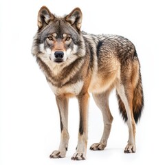 Fototapeta premium Majestic Wolf Portrait on White
