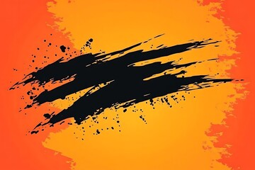 Naklejka premium Abstract design with black paint strokes over gradient warm background