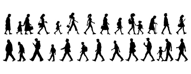 Vector illustration. Large set of silhouettes on a white background.