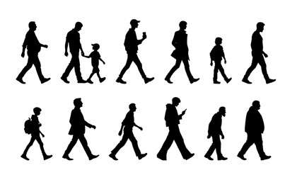 Vector illustration. Large set of silhouettes on a white background.