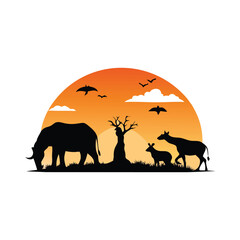 wild animals silhouettes