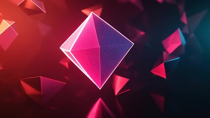 A vibrant, geometric speech bubble design in a colorful abstract background. - Powered by Adobe