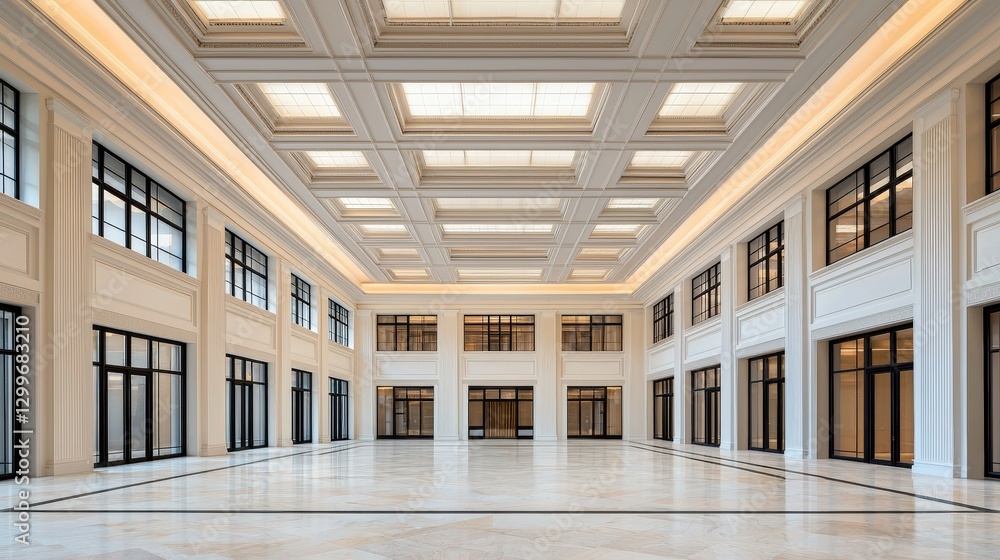 Poster impressive large building displaying numerous offering natural light and contemporary design element