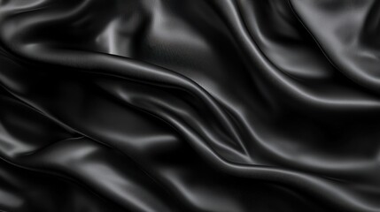 Obraz premium Luxurious black silk fabric draped elegantly showing rich texture and smooth finish perfect for fashion or decor