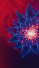 Rich navy blue spiritual aura icon on right. Soft red background. Copy space for text, 3D render AI Generated Designer Element