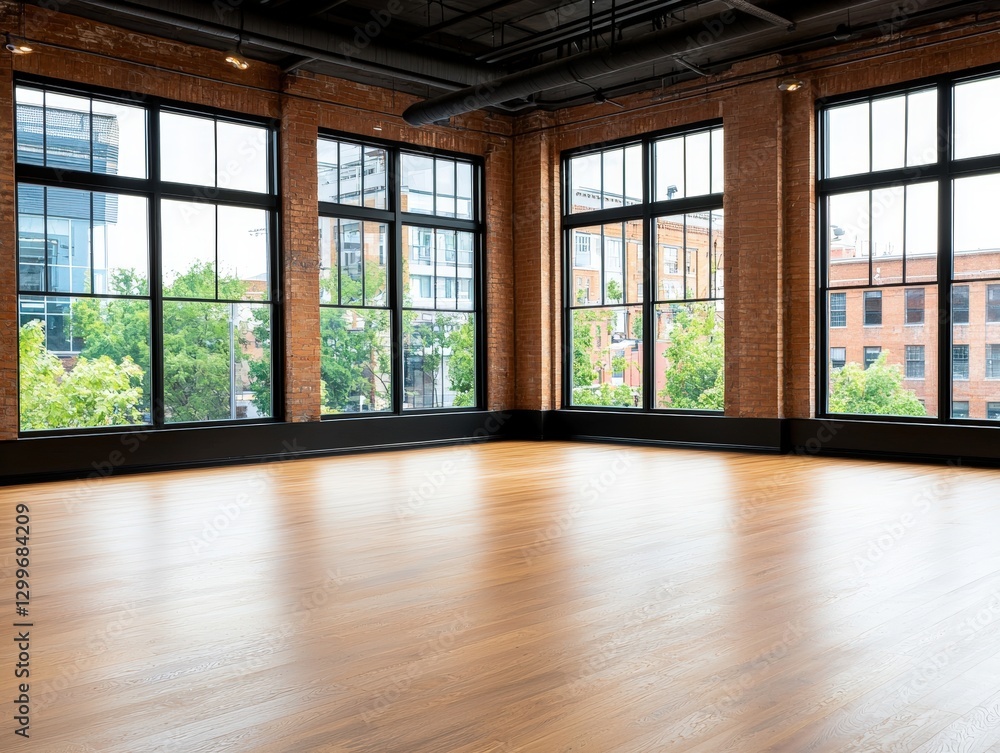 Poster bright room with a large window allowing abundant natural light to fill the space creating a warm an
