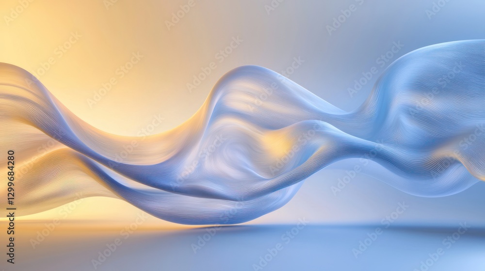 Poster soft flowing silk texture with warm and cool light waves and dynamic movement in gentle curves and f