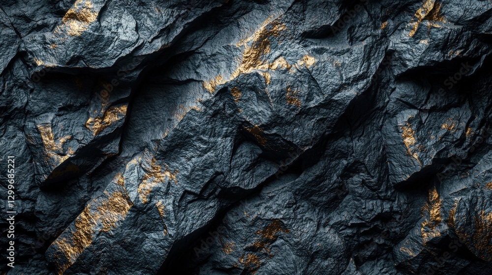 Poster unique rock wall illuminated with soft gold light creating a warm and inviting ambiance in a modern 