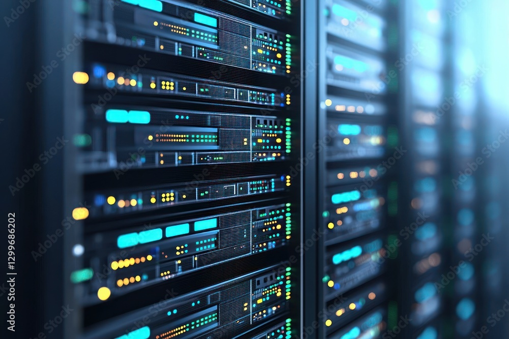 Aufkleber server room with data storage rack showcasing advanced technology and seamless network connectivity
