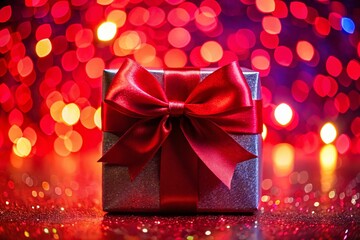 Fototapeta premium Silhouette Festive Gift Red Bow Joyful Christmas Present Holiday